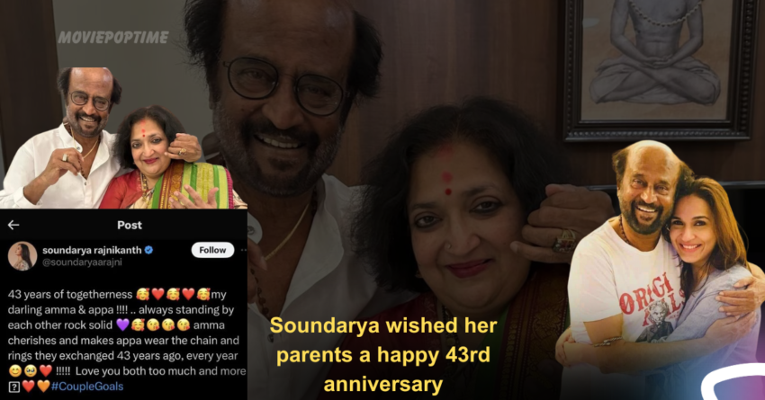 Soundarya wished her parents a happy 43rd anniversary