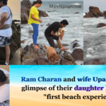 Ram Charan and wife Upasana share a glimpse of their daughter Klin Kaara's first beach experience.