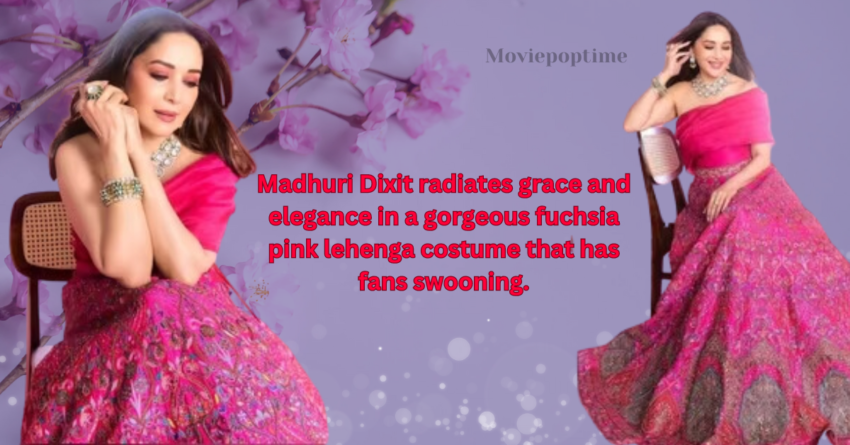 Madhuri Dixit radiates grace and elegance in a gorgeous fuchsia pink lehenga costume that has fans swooning.
