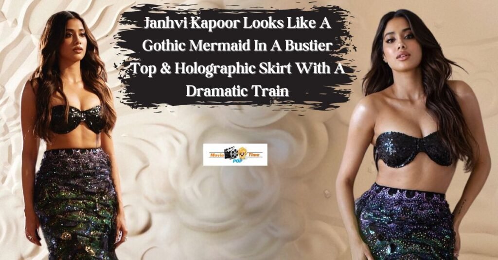 Janhvi Kapoor Looks Like A Gothic Mermaid Wearing A Holographic Skirt And Bustier Top And A Dramatic Train That Has Us in Tears!